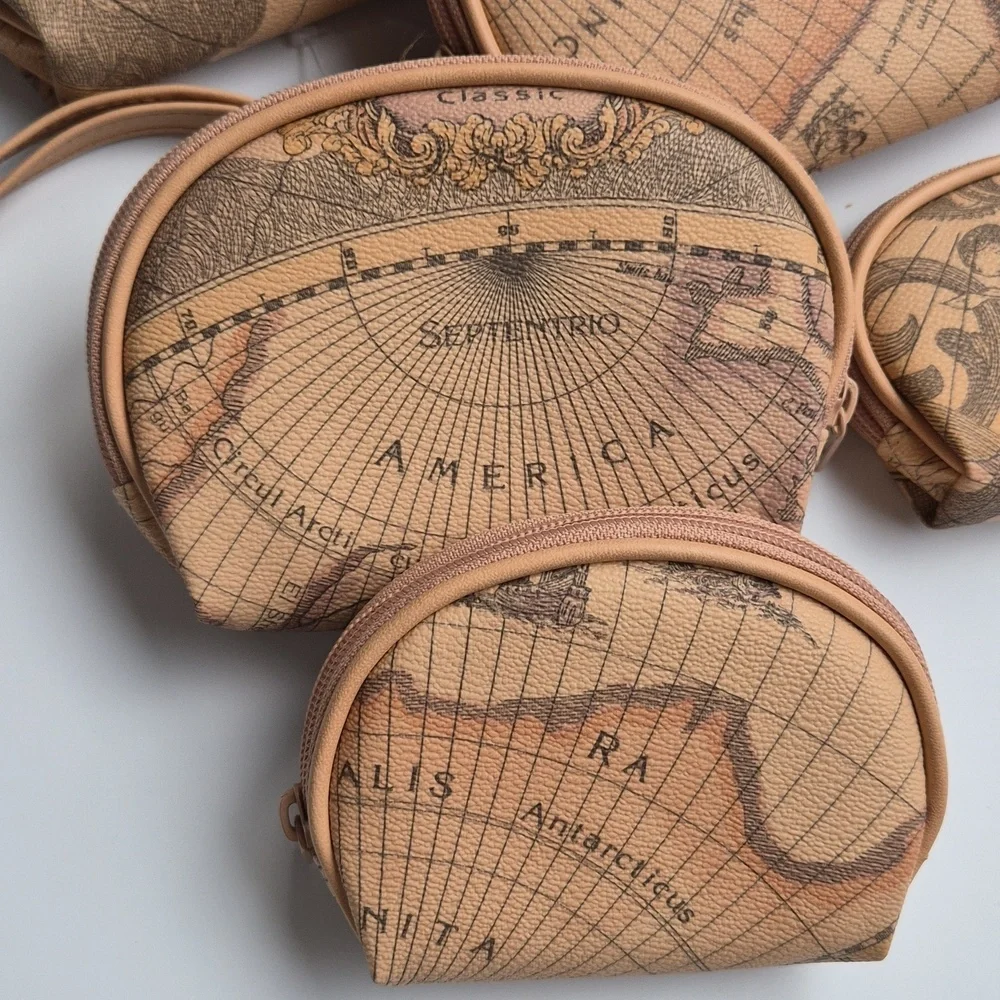 Elka Vintage World Map 5 Nesting Pouches